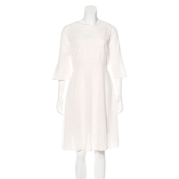 Needle & Thread Eyelet Knee Length Dress in Ivory Size 4 - Picture 1 of 9